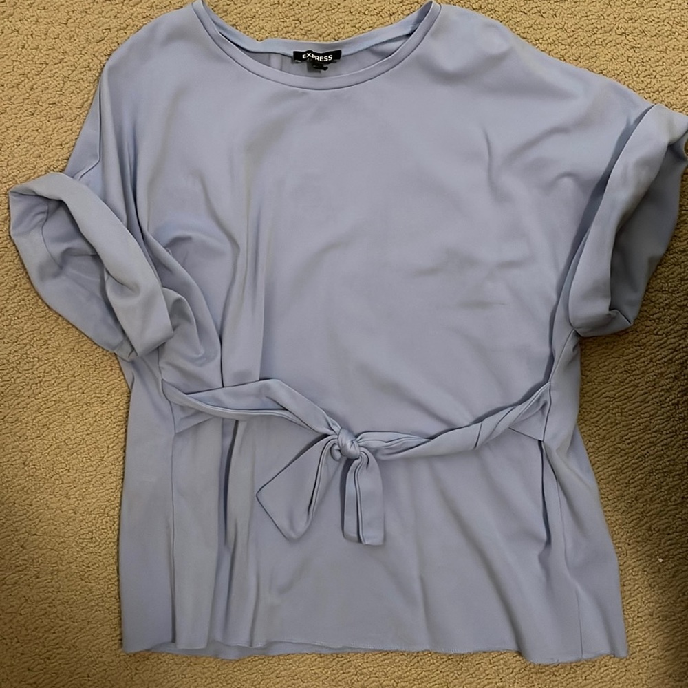 Express tie waist top pale blue size L